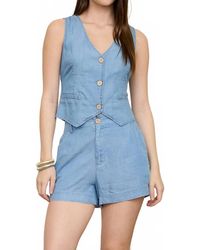 Blu Pepper - Coastal Chambray Button Vest Top - Lyst