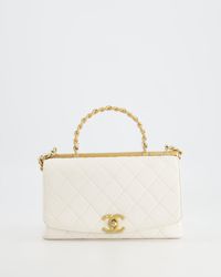 Chanel - Lambskin Leather Small Flap Bag With Brushed Gold Chain Top Handle - Lyst