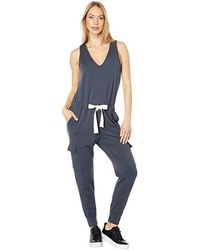 Monrow - Jumpsuit Cotton Blend Tapered Leg V-Neck Active Jdm513 - Lyst