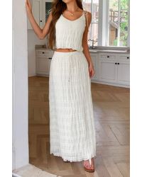 TRUEDAMES - Solid Two Piece Strappy Maxi Skirt Crop Top Set - Lyst