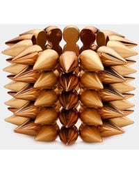 Fashnzfab - 5-Row Spike Cone Stud Stretch Bracelet Bronze, Matte - Lyst