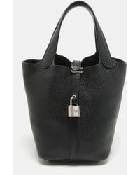 Hermès - Noir Taurillon Clemence Leather Picotin Lock 18 Bag - Lyst