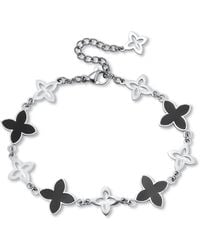 Palmbeach Jewelry - Onyx Stainless Steel Clover Bracelet 7-Inch - Lyst
