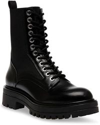 Steve Madden - Kenny Boots Leather Lace Up Block Heel Jobb207 - Lyst
