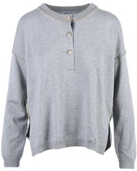 Gran Sasso - Serafino Partial Button Wool-Blend Cardigan - Lyst