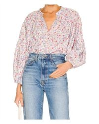 Something Navy - Long Sleeve Flowy Button Up Top - Lyst