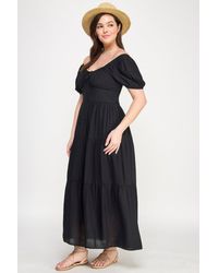TRUEDAMES - Front Tie Puff Sleeve Tired Maxi Dress - Lyst