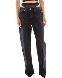 Alexander Wang - Slit Hem Jeans With Prestyle Hotfix Undie, Waist - Lyst