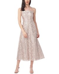 JS Collections - Embroidered Midi Cocktail And Party Dress - Lyst