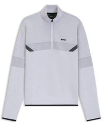 BOSS - Relaxed-Fit Zip-Neck Sweatshirt With Quilted Jacquard - Lyst