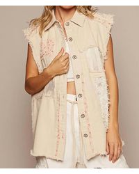 Pol - Oversized Sleeveless Crochet Lace Vest - Lyst