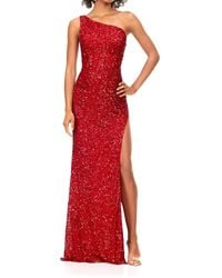 Ashley Lauren - One Shoulder Keyhole Back Sequin Gown - Lyst