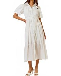 Lalavon - Frankie Button Down Tiered Midi Dress - Lyst