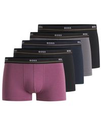 BOSS - Three-Pack Of Stretch-Cotton Trunks With Logo Waistbands - Lyst