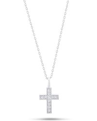 Nicole Miller 14k Or Yellow Gold Cross Pendant Necklace - White