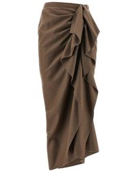 Fabiana Filippi - Pinstriped Virgin Wool Midi Skirt With Draping - Lyst