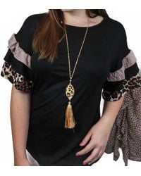 Celeste - Cheetah Ruffle Sleeve Top - Lyst