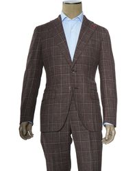 Isaia - Double Windowpane Wool-Silk-Linen Suit - Lyst
