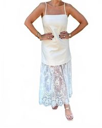 AUREUM - Lace Trim Midi Dress - Lyst