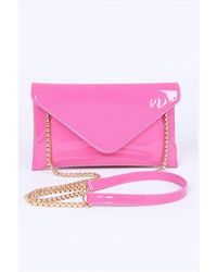 Fashnzfab - Patent Finish Envelope Clutch Swing Bag - Lyst
