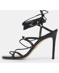 Stuart Weitzman - Leather Ankle Wrap Sandals - Lyst