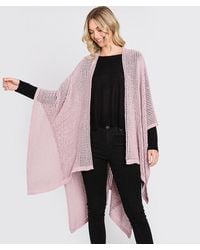 TRUEDAMES - Solid Chenille Crochet Ruana Poncho - Lyst