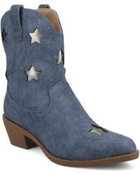 Journee Collection - Journee Underwood Medium And Wide Width Western Star Detail Ankle Booties - Lyst