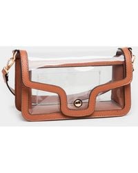 Fashnzfab - Solid Faux Leather Transparent Rectangle Shoulder Bag - Lyst