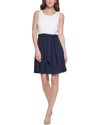 DKNY - Belted Midi Fit & Flare Dress - Lyst