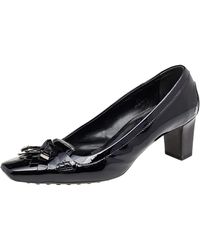 Tod's - Patent Leather Fringe Square Toe Pumps - Lyst