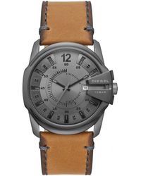 DIESEL - Master Chief Stainless Steel And Leather Three-hand Analog Watch - Lyst