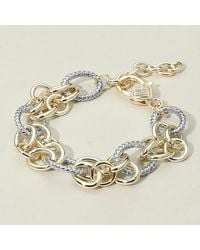 Fashnzfab - 14K Plated Two Tone Interlocking Chain Link Bracelet Two Tone - Lyst