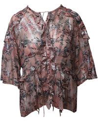 IRO - Open-Back Metallic Fil Coupé Chiffon Blouse - Lyst