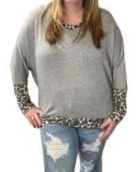 Honeyme - Dolman With Leopard Accents Tee - Lyst