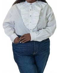 De Loreta - Laurel Long Sleeve Button Front Blouse - Lyst