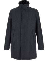 Herno - Straight-Cut Coat With Eco Fur Collar - Lyst