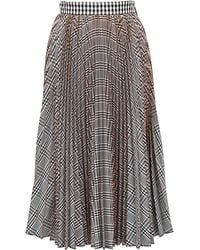 MSGM - Plaid Print Midi Skirt - Lyst