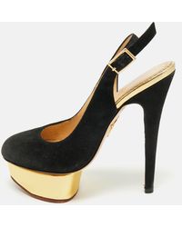 Charlotte Olympia - Suede Dolly Platform Slingback Pumps - Lyst