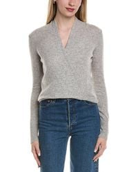 Sofiacashmere - Modern Faux Wrap Wool & Cashmere-Blend Sweater - Lyst