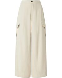 Pinko - Neutral Rosalin Wide-Leg Cropped Tapered Pants - Lyst