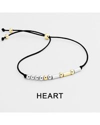 Fashnzfab - Heart Message Morse Code Adjustable Cinch Pull Tie Bracelet, Two Tone - Lyst