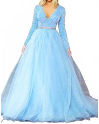 Ava Presley - Long Sleeve Sequined Prom Dress - Lyst