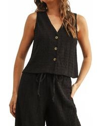 Miou Muse - Crinkled Fabric Sleeveless Button Front Top - Lyst