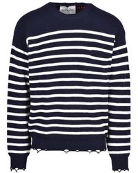 Amaranto - Distressed Striped Wool Sweater - Lyst