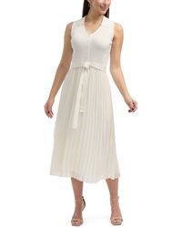 Ellen Tracy - Sleeveless Mix Media Pleated Dress - Lyst