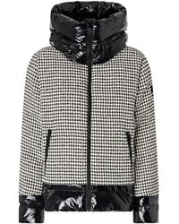 Pinko - Cropped Houndstooth Tweed Jacket With Glossy Quilted Detailing - Lyst