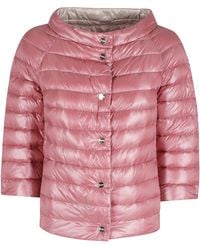 Herno - Dark Boat Neck Button-Front Polyamide Down Jacket - Lyst