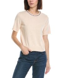 Cece - Embellished Neck Sweater - Lyst