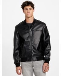 Guess - Faris Faux-Leather Biker Jacket - Lyst