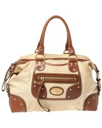 Bally - /brown Canvas And Leather Zip Pocket Satchel - Lyst